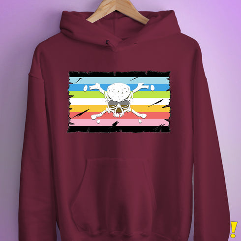 Queer Pride Pirate Flag Hoodie - Maroon