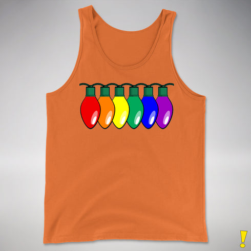 LGBTQ Pride Christmas Lights Premium Tank Top - Orange