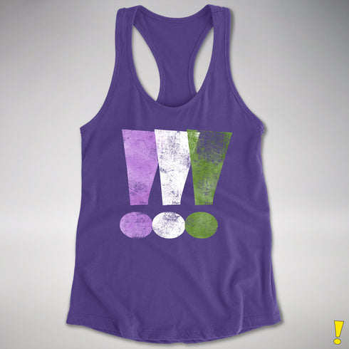 Genderqueer Pride Exclamation Points Women's Racerback Tank - Purple