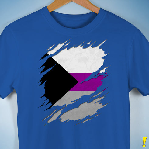 Demisexual Pride Flag Ripped Reveal Premium Unisex T-Shirt - Royal Blue