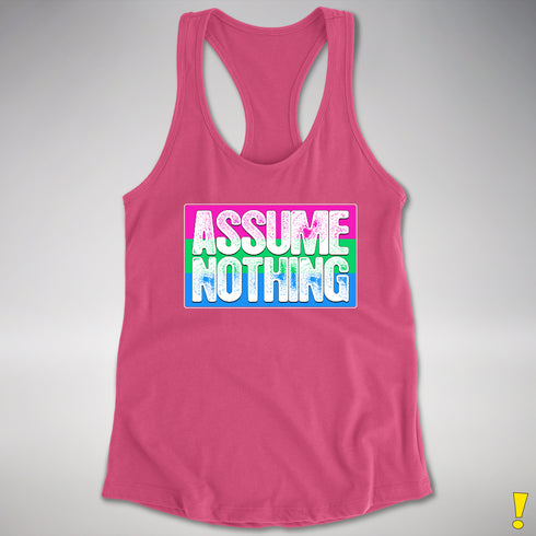 Assume Nothing Polysexual Pride Flag Racerback Tank - Hot Pink