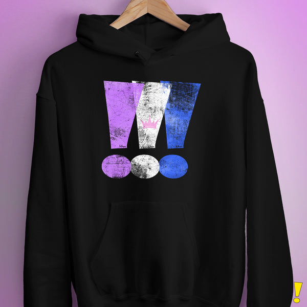Drag Pride Grunge Exclamation Points Hoodie - Black