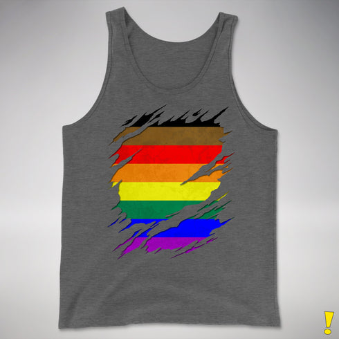 Philly LGBTQ Gay Pride Flag Ripped Reveal Premium Tank Top - Deep Heather