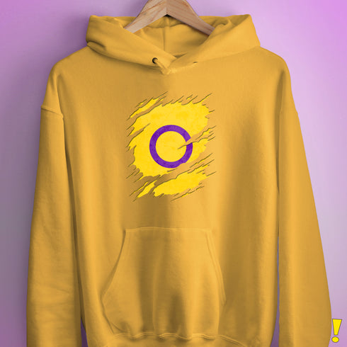 Intersex Pride Flag Ripped Reveal Hoodie - Mustard