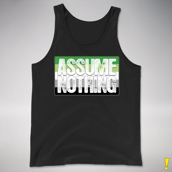 Assume Nothing Aromantic Pride Flag Premium Tank Top - Black