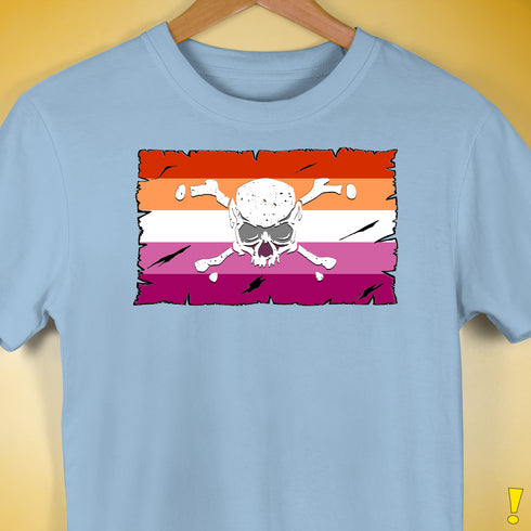 Lesbian Pride Pirate Flag Premium Unisex T-Shirt - Baby Blue