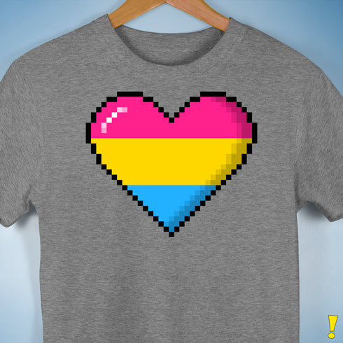 Pansexual Pride 8-Bit Pixel Heart Premium Unisex T-Shirt - Grey Heather