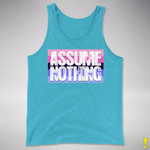 Assume Nothing Omnisexual Pride Flag Premium Tank Top - Aqua Triblend