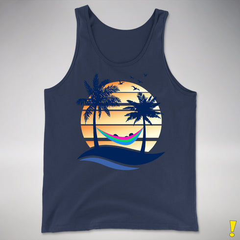 Polysexual Pride Hammock Summer Beach Sunset Premium Tank Top - Navy