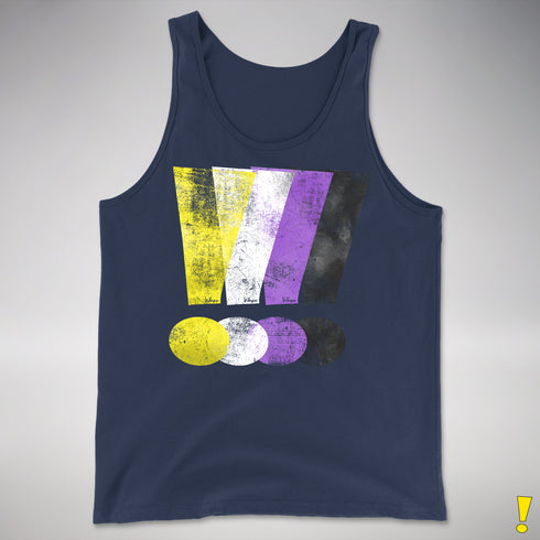 Nonbinary Pride Grunge Exclamation Points Premium Tank Top - Navy