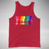 Distressed Gilbert Baker LGBTQ Pride Exclamation Points Premium Tank - Red