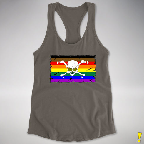 Philly LGBTQ Pride Pirate Flag Racerback Tank - Dark Grey