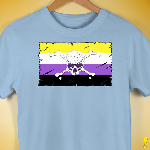 Nonbinary Pride Pirate Flag Premium Unisex T-Shirt - Baby Blue