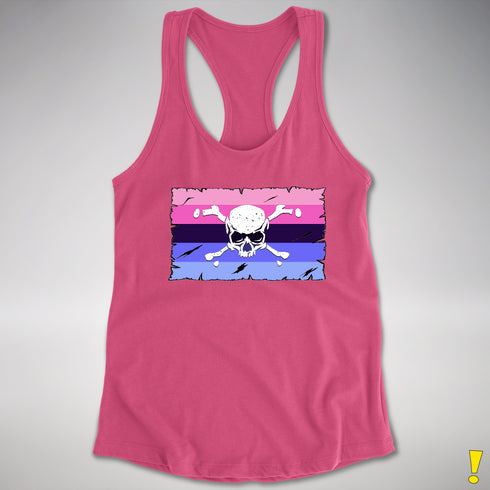 Omnisexual Pride Pirate Flag Racerback Tank - Hot Pink
