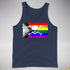 LGBTQ Progress Pride Pirate Flag Premium Tank Top - Navy