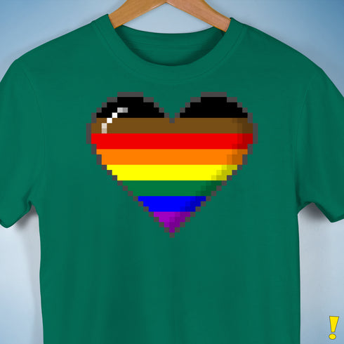Philly LGBTQ Pride 8-Bit Pixel Heart Premium Unisex T-Shirt - Kelly Green