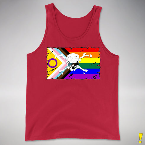 Intersex Inclusive Progress Pride Pirate Flag Premium Tank Top - Red