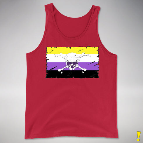 Nonbinary Pride Pirate Flag Premium Tank Top - Red