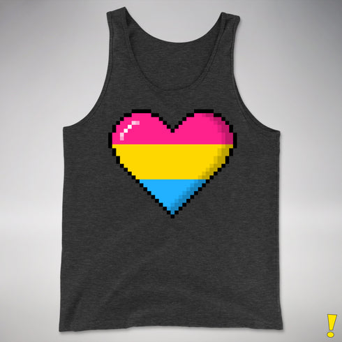 Pansexual Pride 8-Bit Pixel Heart Premium Tank Top - Charcoal Triblend