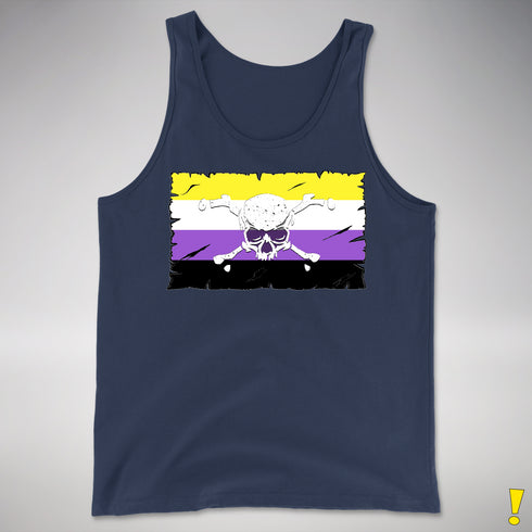 Nonbinary Pride Pirate Flag Premium Tank Top - Navy