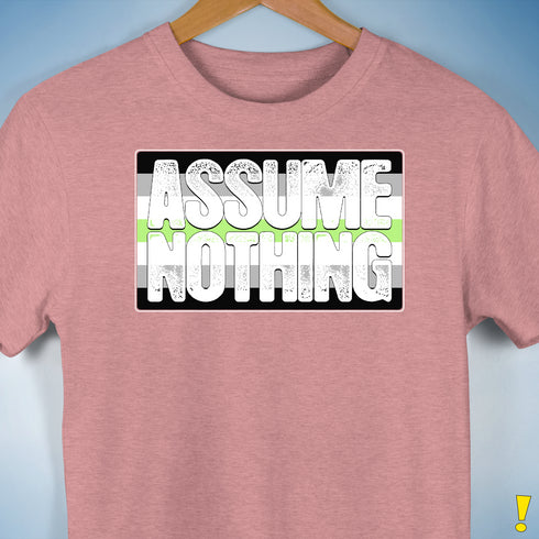 Assume Nothing Agender Pride Flag Premium Unisex T-Shirt - Mauve Heather