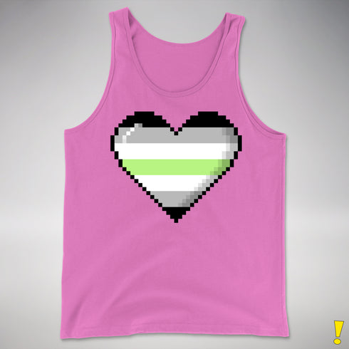 Agender Pride 8-Bit Pixel Heart Premium Tank Top - Neon Pink