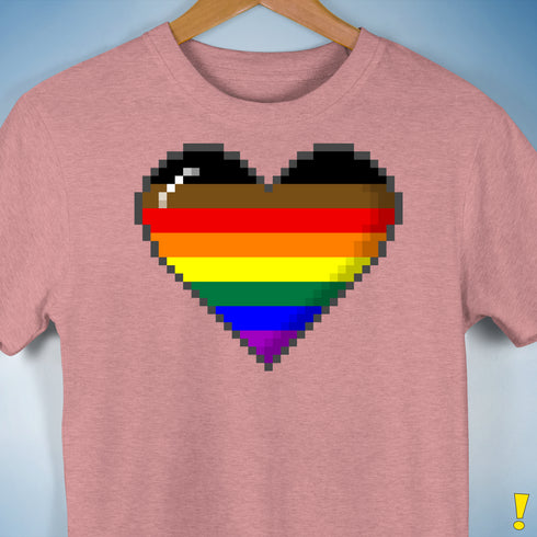 Philly LGBTQ Pride 8-Bit Pixel Heart Premium Unisex T-Shirt - Mauve Heather