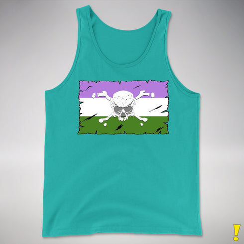 Genderqueer Pride Pirate Flag Premium Tank Top - Teal