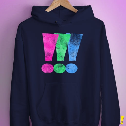 Polysexual Pride Exclamation Points Hoodie - Navy