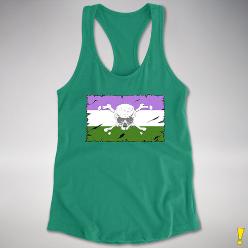 Genderqueer Pride Pirate Flag Racerback Tank - Kelly Green