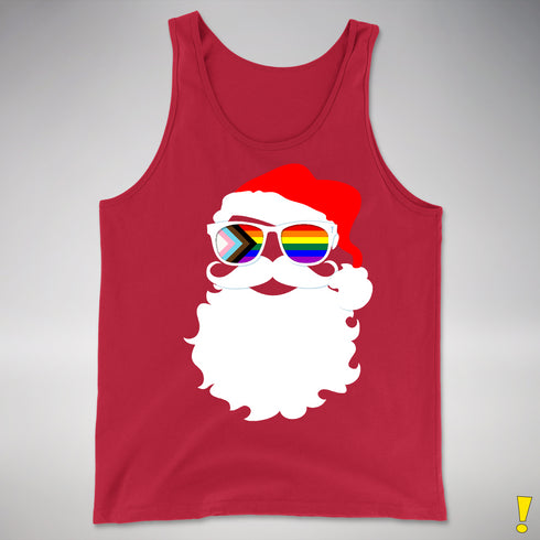 Santa’s LGBTQ Progress Pride Flag Shades Premium Tank Top - Red