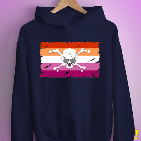 Lesbian Pride Pirate Flag Hoodie - Navy
