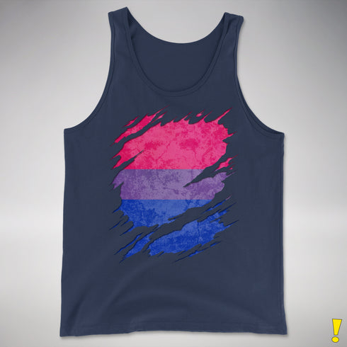 Bisexual Pride Flag Ripped Reveal Premium Tank Top - Navy