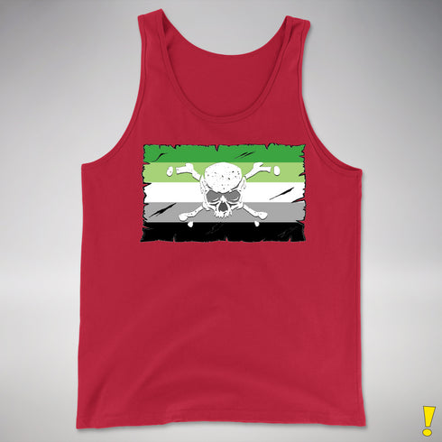 Aromantic Pride Pirate Flag Premium Tank Top - Red