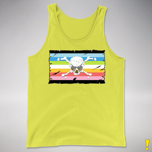 Queer Pride Pirate Flag Premium Tank Top - Neon Yellow