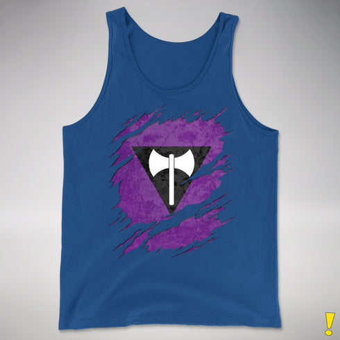 Lesbian Labrys Pride Flag Ripped Reveal Premium Tank Top - Royal Blue