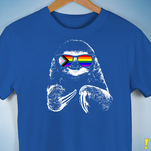 Pride Sloth LGBTQ Progress Pride Flag Sunglasses Premium Unisex - Royal Blue