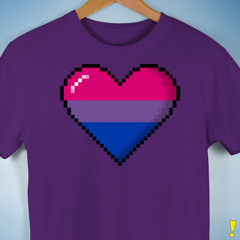 Bisexual Pride 8-Bit Pixel Heart Premium Unisex T-Shirt - Purple