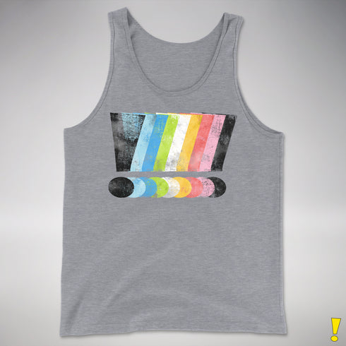 Queer Pride Grunge Exclamation Points Premium Tank Top - Grey Heather