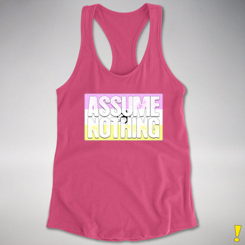 Assume Nothing Twink Pride Flag Racerback Tank - Hot Pink