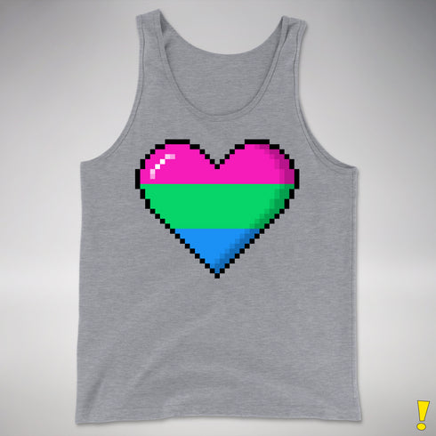 Polysexual Pride Pixel Heart Premium Tank Top - Grey Heather