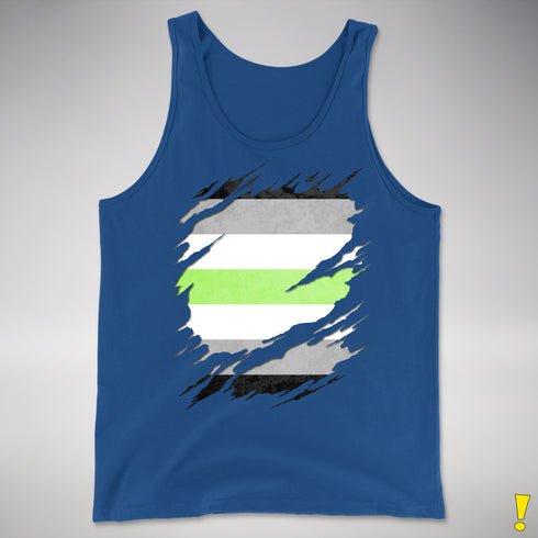 Agender Pride Flag Ripped Reveal Premium Tank Top - Royal Blue