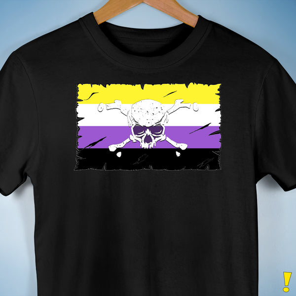 Nonbinary Pride Pirate Flag Premium Unisex T-Shirt - Black
