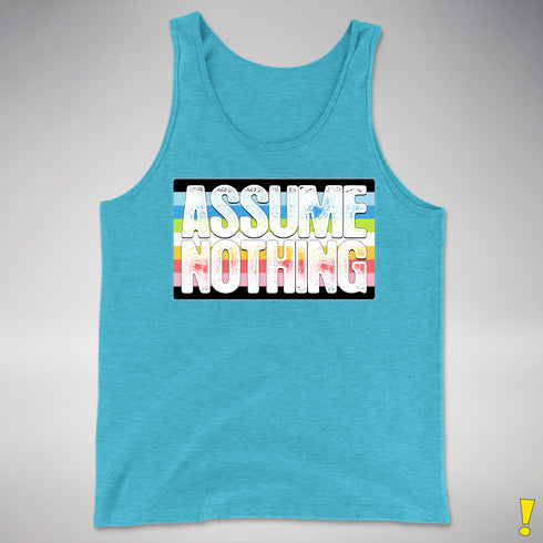 Assume Nothing Queer Pride Flag Premium Tank Top - Aqua Triblend