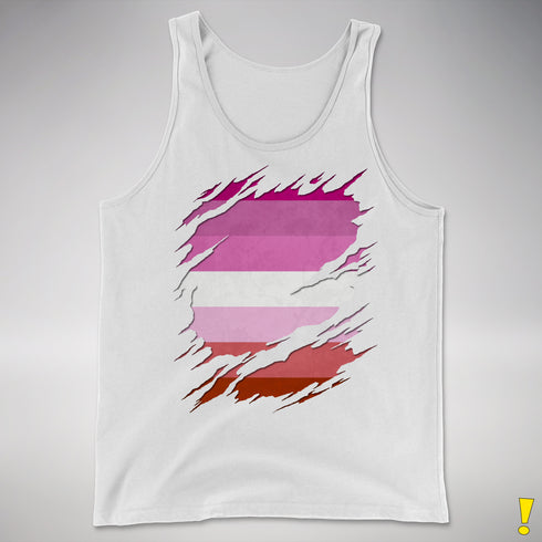 Pink Lesbian Ripped Reveal Premium Tank Top - White