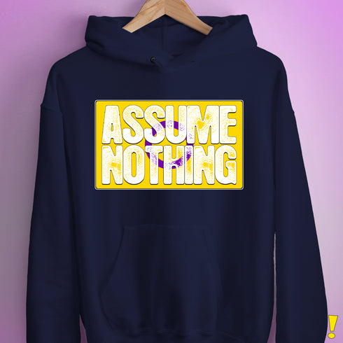 Assume Nothing Intersex Pride Flag Hoodie - Navy