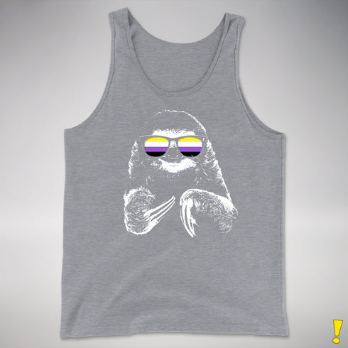 Pride Sloth Nonbinary Flag Sunglasses Premium Tank Top - Grey Heather