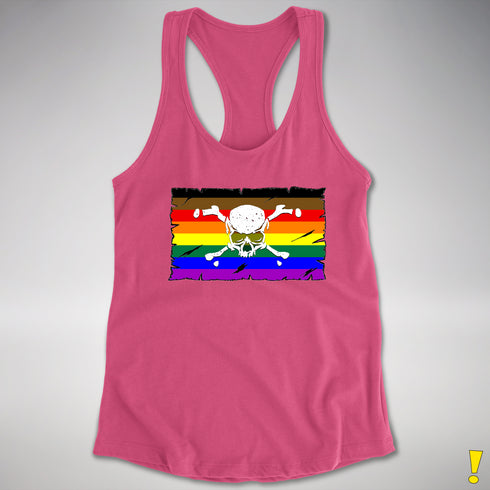 Philly LGBTQ Pride Pirate Flag Racerback Tank - Hot Pink