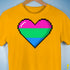 Polysexual Pride 8-Bit Pixel Heart Premium Unisex T-Shirt - Gold