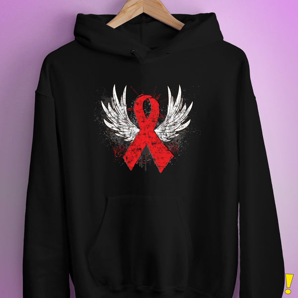 Winged Red Ribbon - World AIDS Day Hoodie - Black
